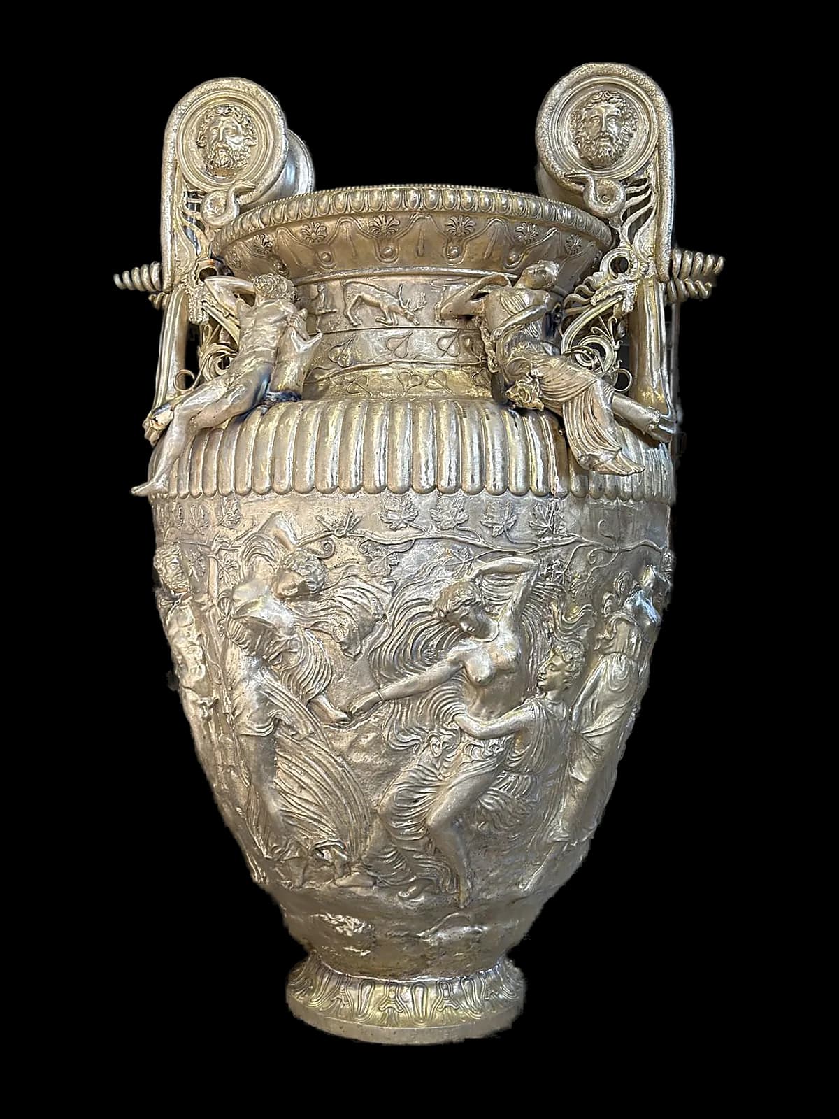 Monumental bronze krater, cast and gilded in the atelier